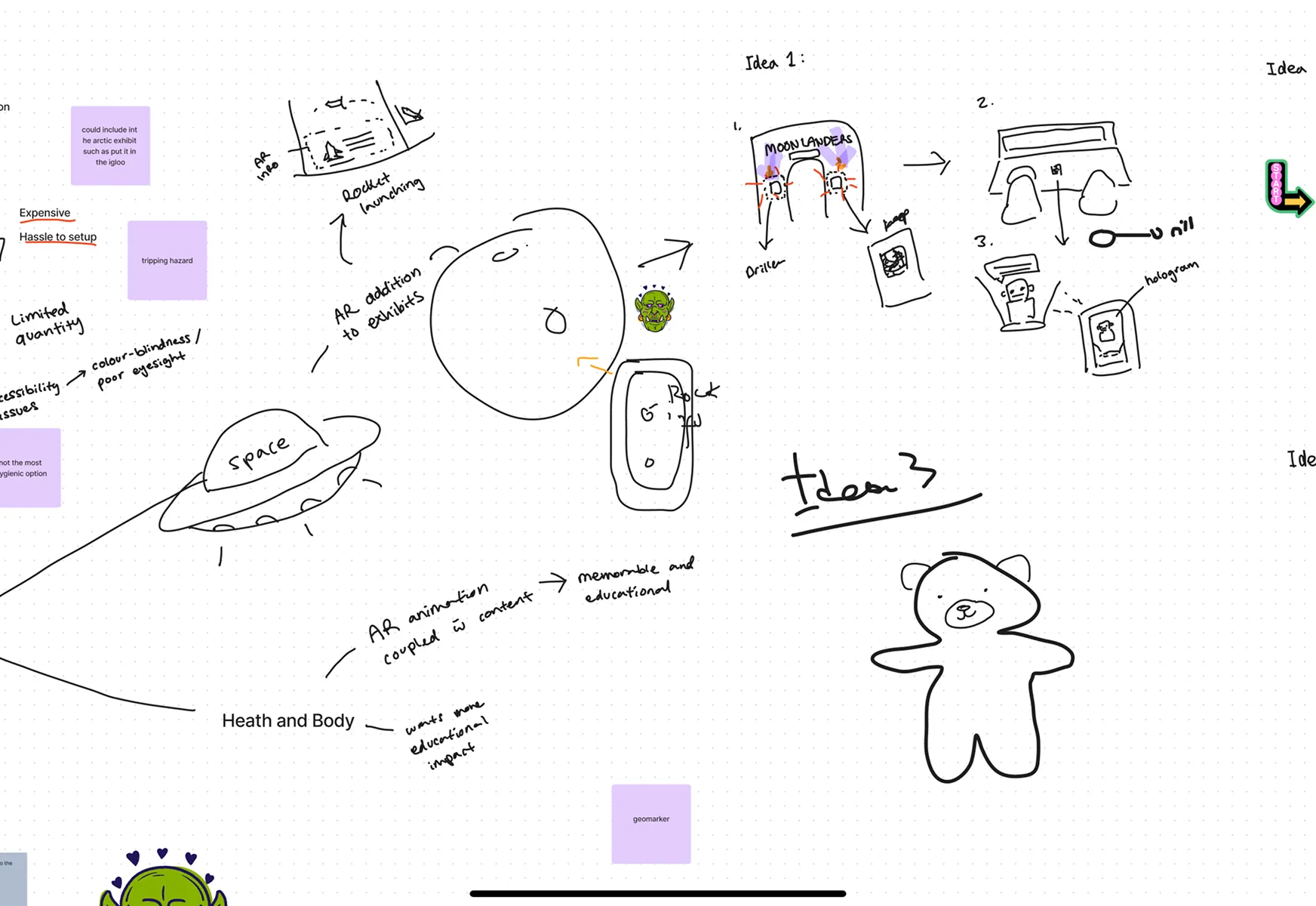 A mixed concept combining AR animations, space and body exhibits, and fact-scanning. A mascot character helps guide kids through learning in a playful, engaging way.